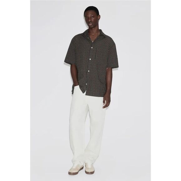 Men's H&M Plaid Button Down Short Sleeve Resort ShirtPocket Green XL Relaxed Fit - Picture 1 of 7